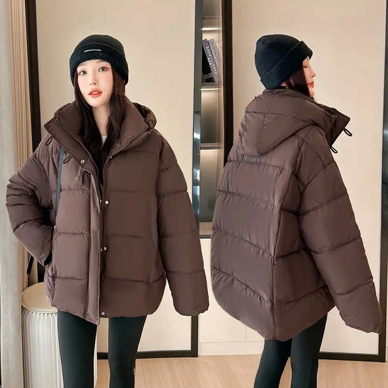 المرأة مقنعين سترة قطن معطف مبطّن سترات الشتاء سميكة يندبروف البخاخ الستر سستة مغطاة زر معطف ملابس خارجية #3