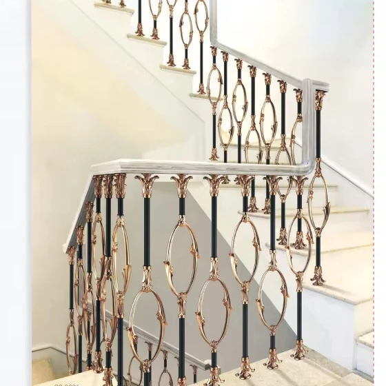 cj-Modern Design Professional Stainless Aluminum Railing System Cast Aluminium Balustrade Gold Plated Stair@