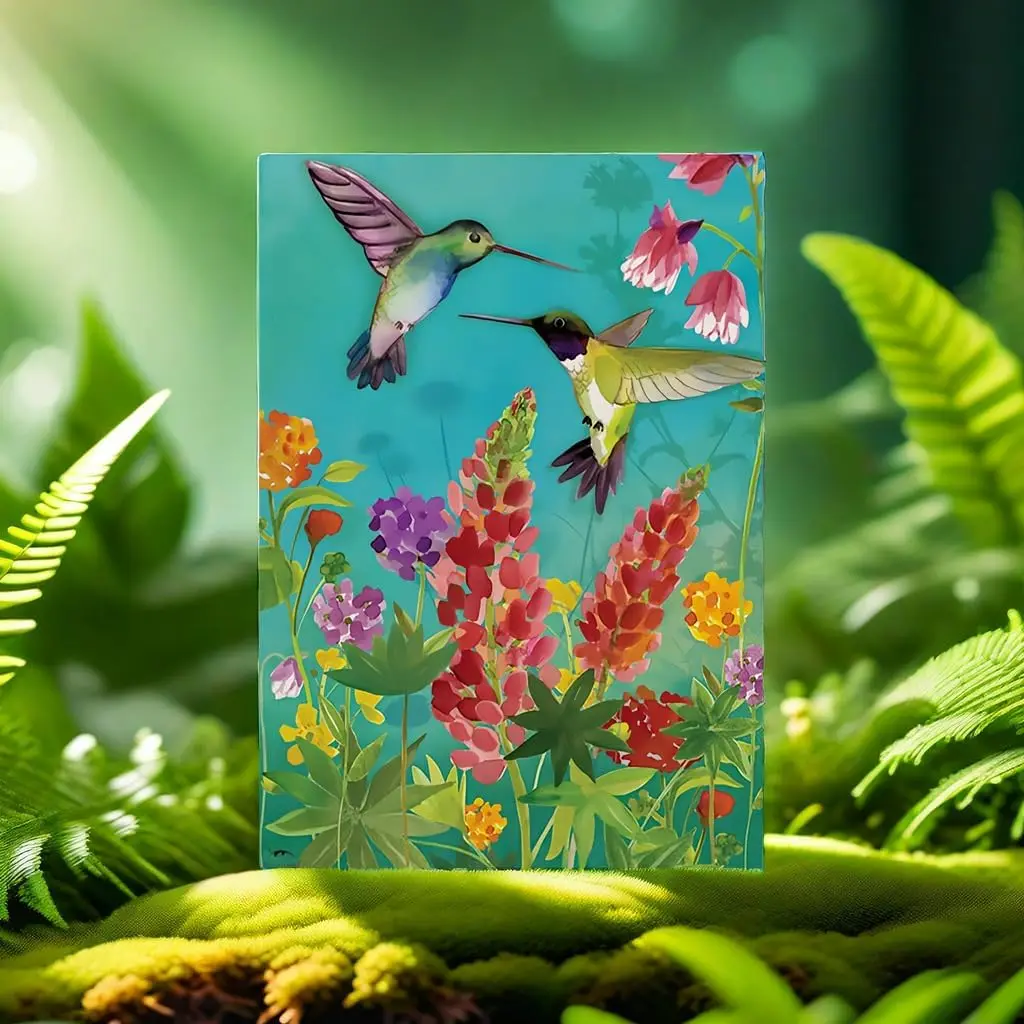 GGCC 7 FALG 12x18 inch Patio, Lawn & Garden outdoor flags - Vibrant Hummingbirds in Bloom - Colorful Nature Scene with Detai