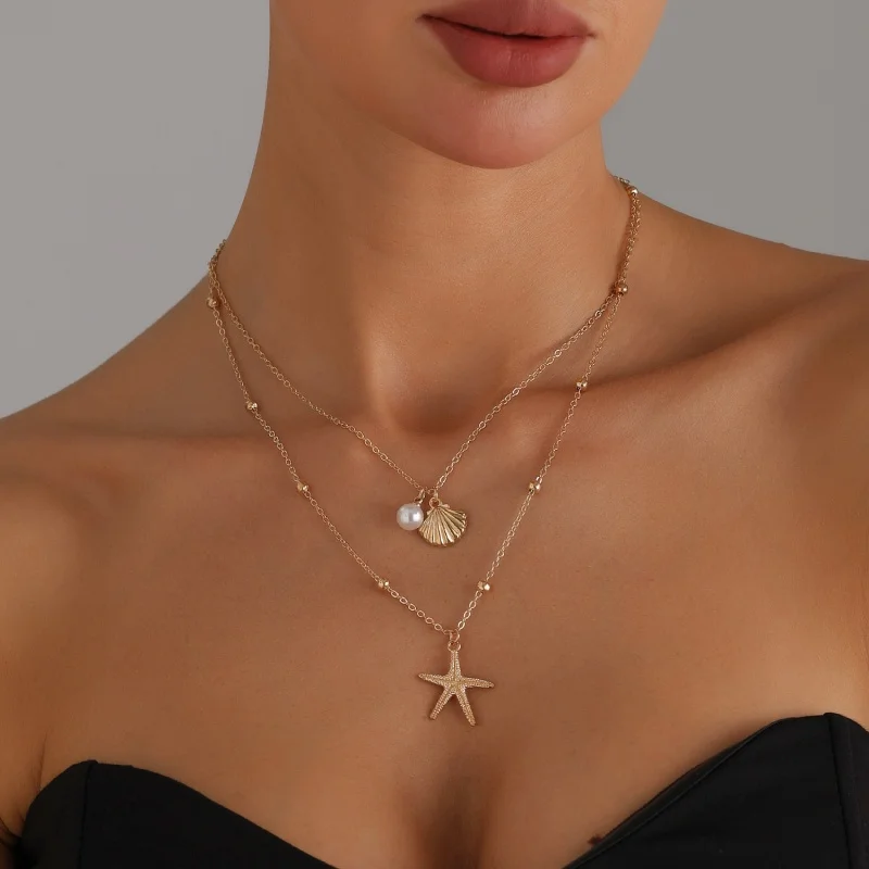 Beach Breeze Necklace Ocean Vacation Style Sea Snail Shell Sea Star Unique And Exquisite Versatile For Women s Jewelry