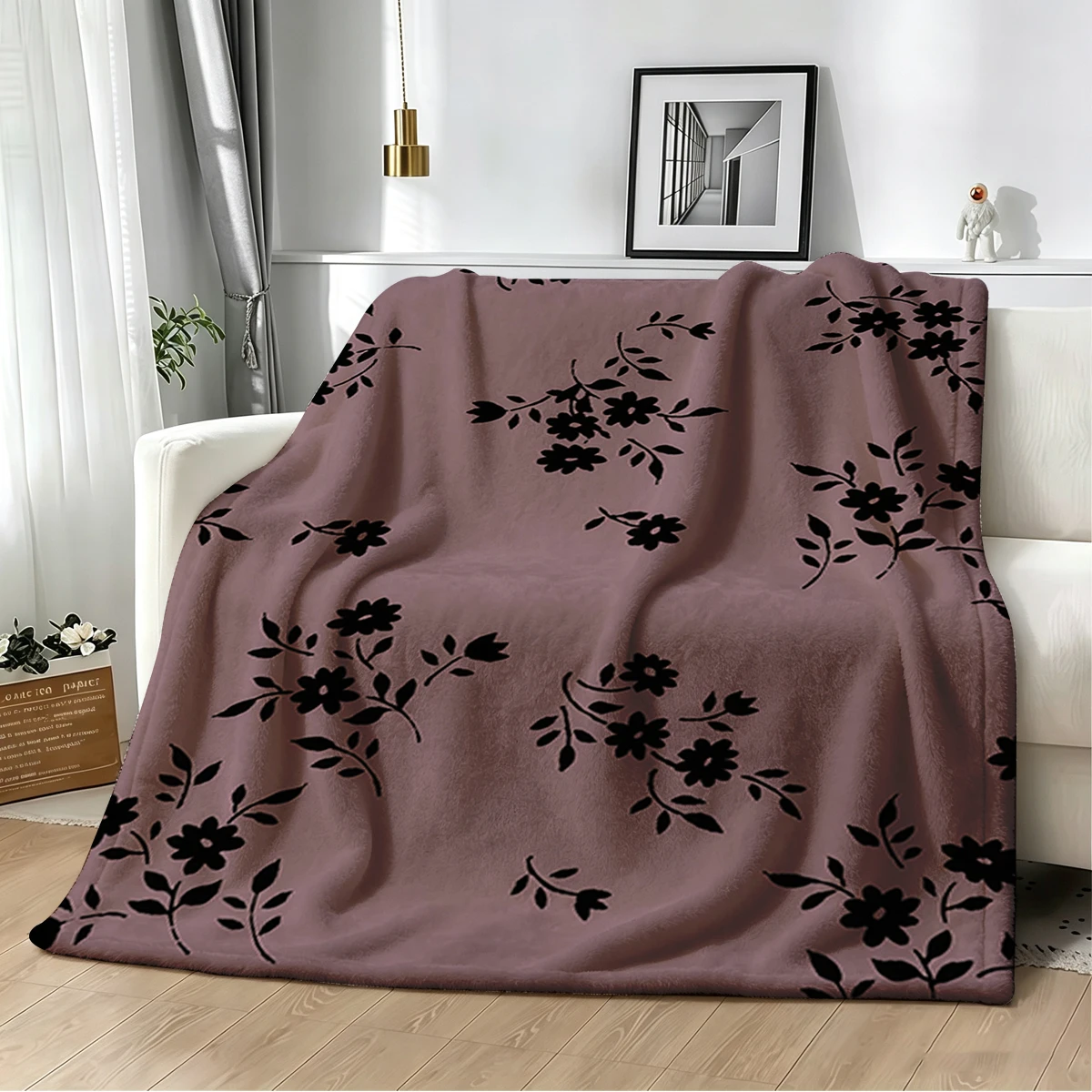 Shadow Flora Flannel Blanket Warm Soft Halloween Christmas Couch Warm Cozy Decorative Decor Gift for All Season