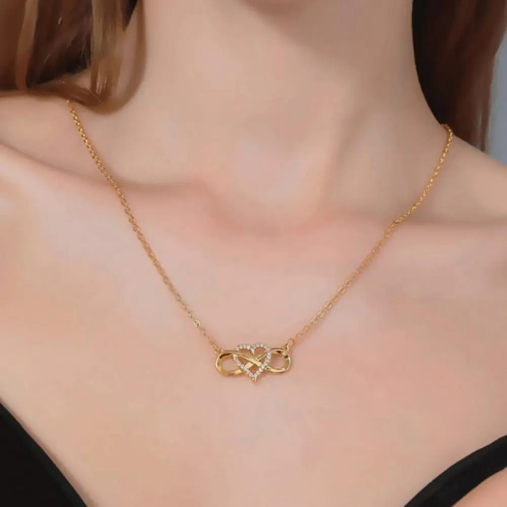 Infinity Heart Necklace Women Necklace Cubic Zirconia Love Heart Pendant Necklace Romantic Jewelry Gifts for Girlfriend Wife