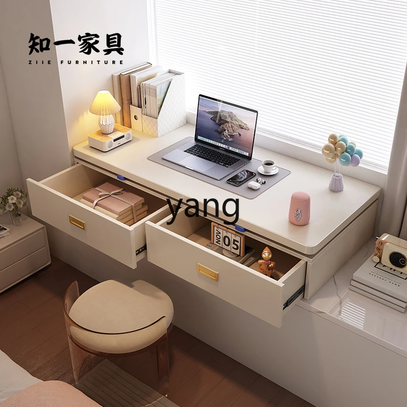 XYY bay window retractable desk with slide rail lockable pull-out computer desk storage cabinet