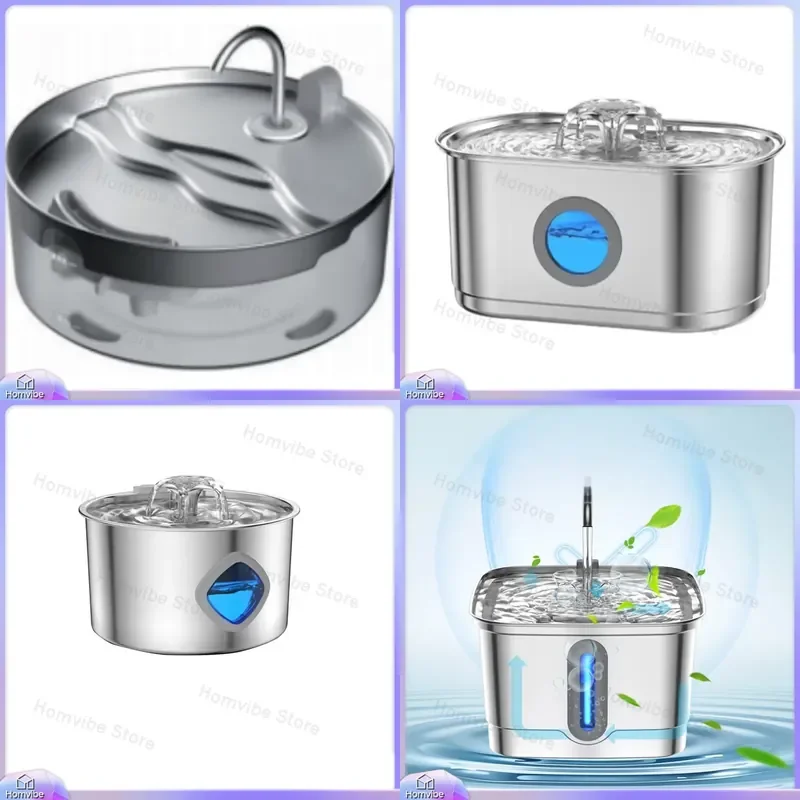 

7L Large Stainless Steel Automatic Pet Water Fountain Dispenser for Cats and Dogs with Quiet Pump Circulating Filtered