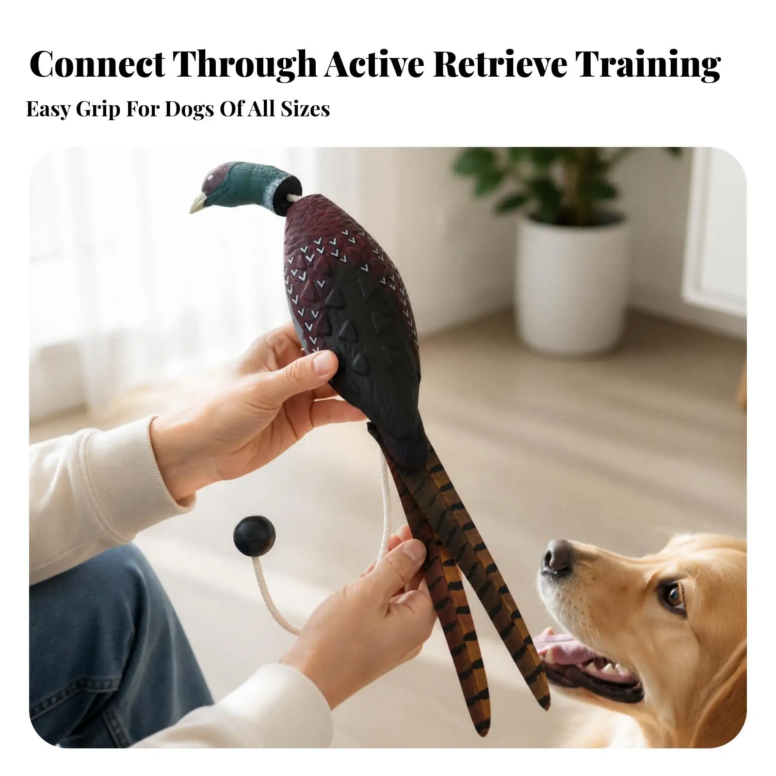 Realistic Turkey Bird Dog Toy for Fetch Training and Tug Games with Throw Grip Molded Plastic Play Accessory