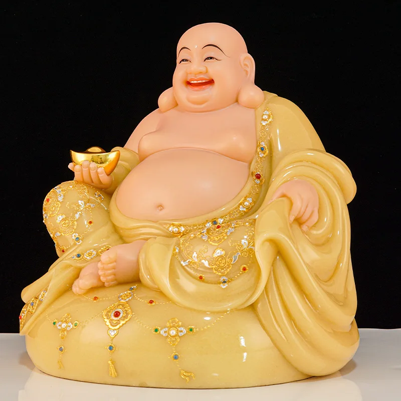 2023 Asia Buddhism High grade jade Maitreya God of wealth Buddha statue HOME altar efficacious God bring wealth MONEY good luck