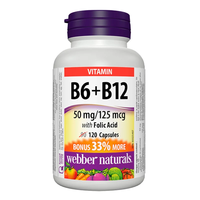 

WebberNaturals Vitamin B6 B12 120 Capsules Free Shipping