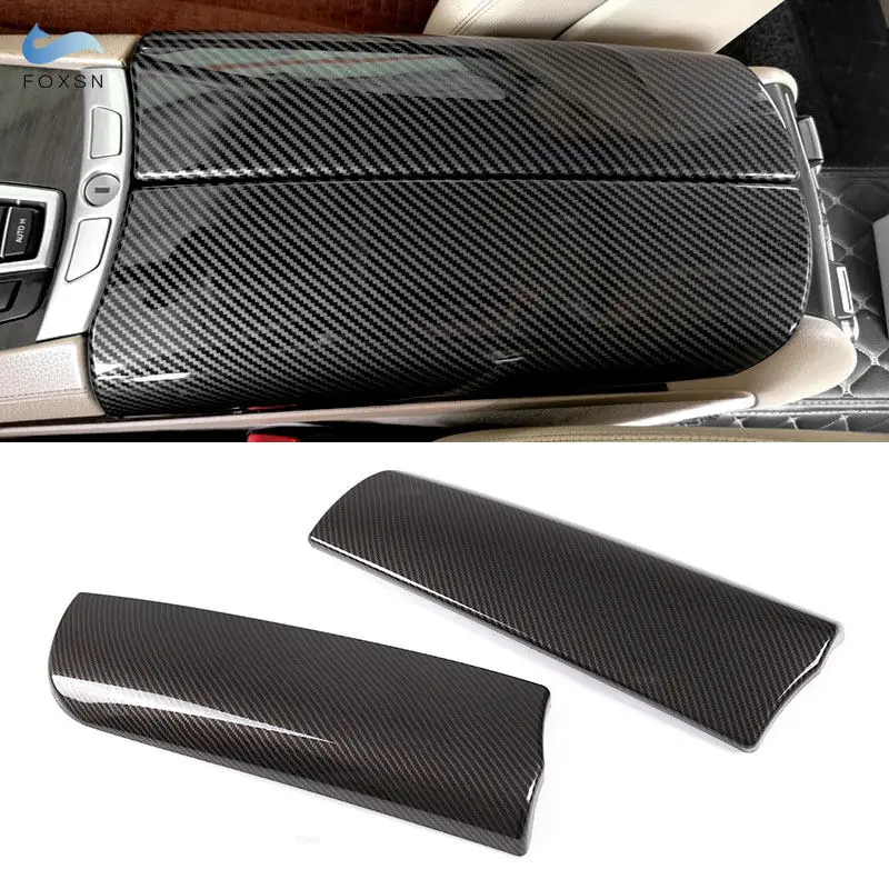 For BMW 7 Series F01 F02 2009 - 2015 Interior Auto Car Center Console Armrest Box Carbon Fiber Texture Protection Covers