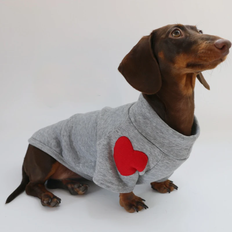 Soft Grey Cotton Coat for Wiener Dog Clothes Elastic Spring Autumn Sweatshirt for Badger Sausage Hooded Pajamas