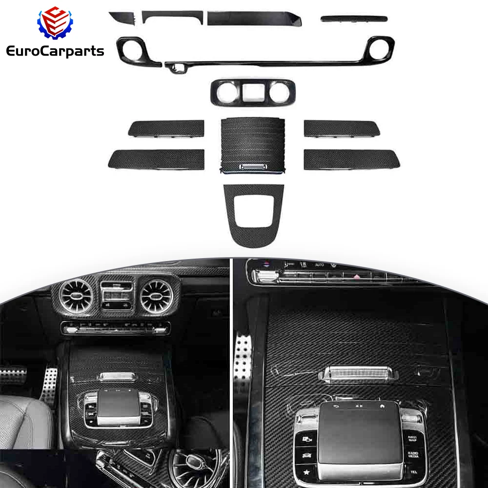 

2025y G Class W465 Interior Trim Kit 13pcs LCD Dashboard Bezel Shifter Bezel Door Handle Panel Dry Carbon AC Outlet Frame