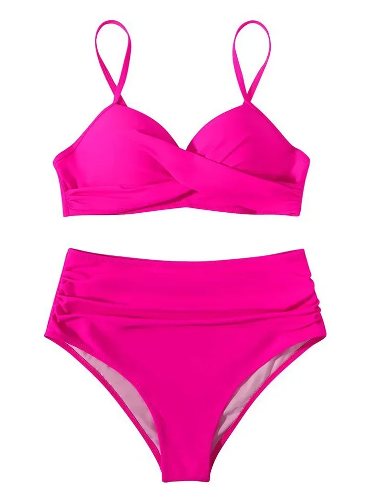 UETEEY 2025 Nuovo Costume da bagno estivo Bikini Set Sexy Bikini a pieghe con stampa leopardata Set da 2 pezzi Costume da bagno diviso da donna Bikini da spiaggia