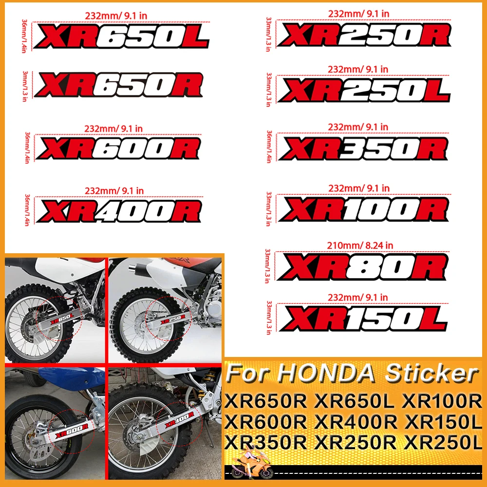 Naklejki Motocross dla Honda XR600R XR650R XR650L XR400R XR350R XR250R XR250L XR100R Naklejki na tylne wahacze Naklejki na łańcuch Tylne