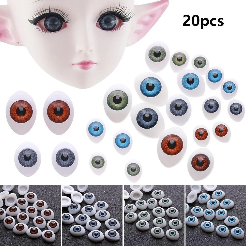 20pcs New Plastic Funny Safety Eyes 4 Colors DIY Craft Boat Shaped Eyes Handmade Animal Puppet Making Dinosaur Eyes