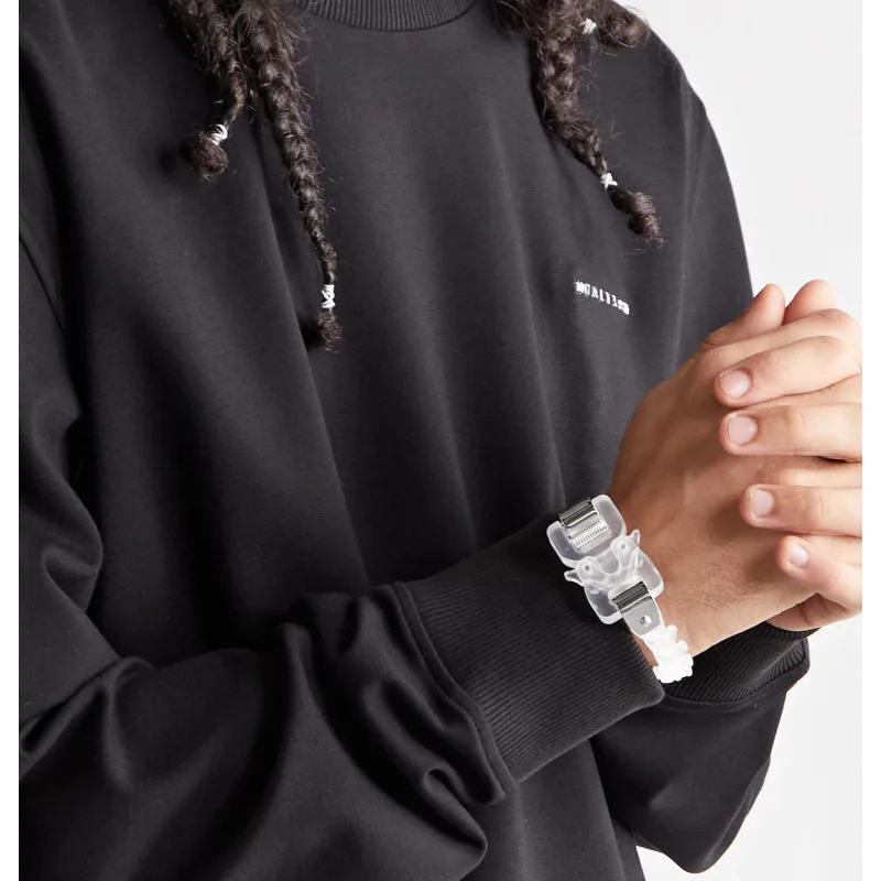 New Matte Transparent Acrylic Chain Lock Pendant Necklace for Women Men Rock Link Buckle Choker Bracelet HipHop Party Jewelry