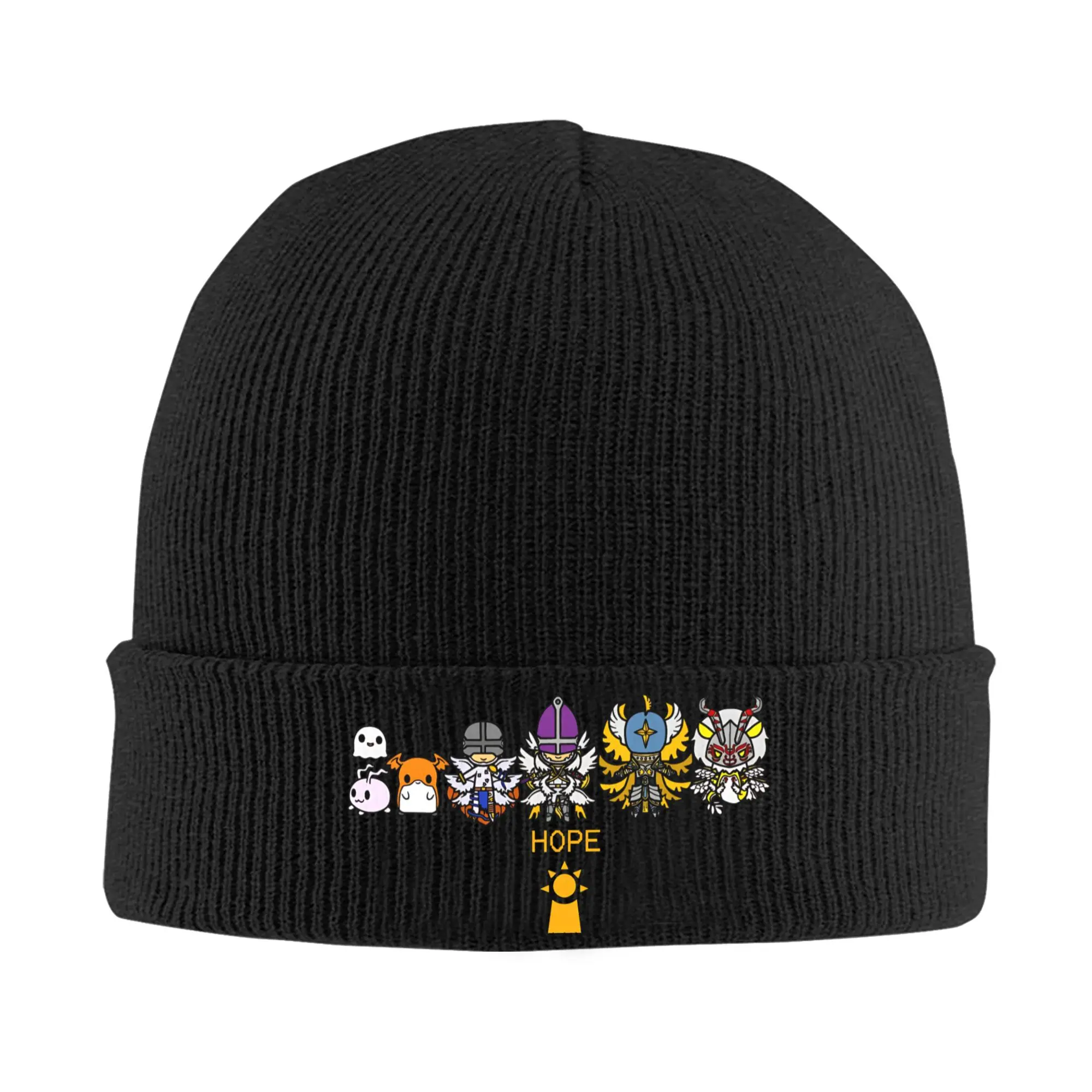 หมวกไหมพรม HOPE Digital Monster Digimon สำหรับผู้หญิงผู้ชาย หมวกบีนนี่ หมวกฤดูหนาว อะคริลิค หมวกลำลอง