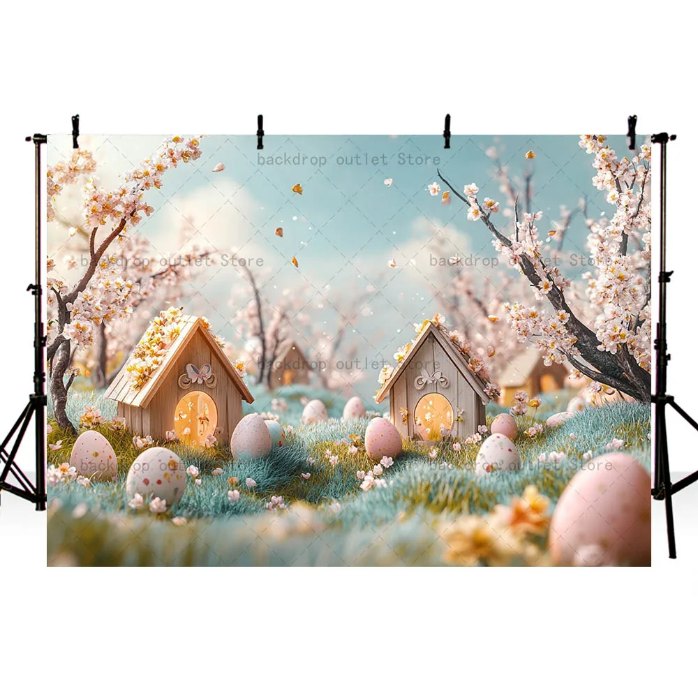 Mehofond Easter Cottage Background Photography Spring Floral Egg Butterfly Decoration Holiday Kids Baby Portrait Backdrop