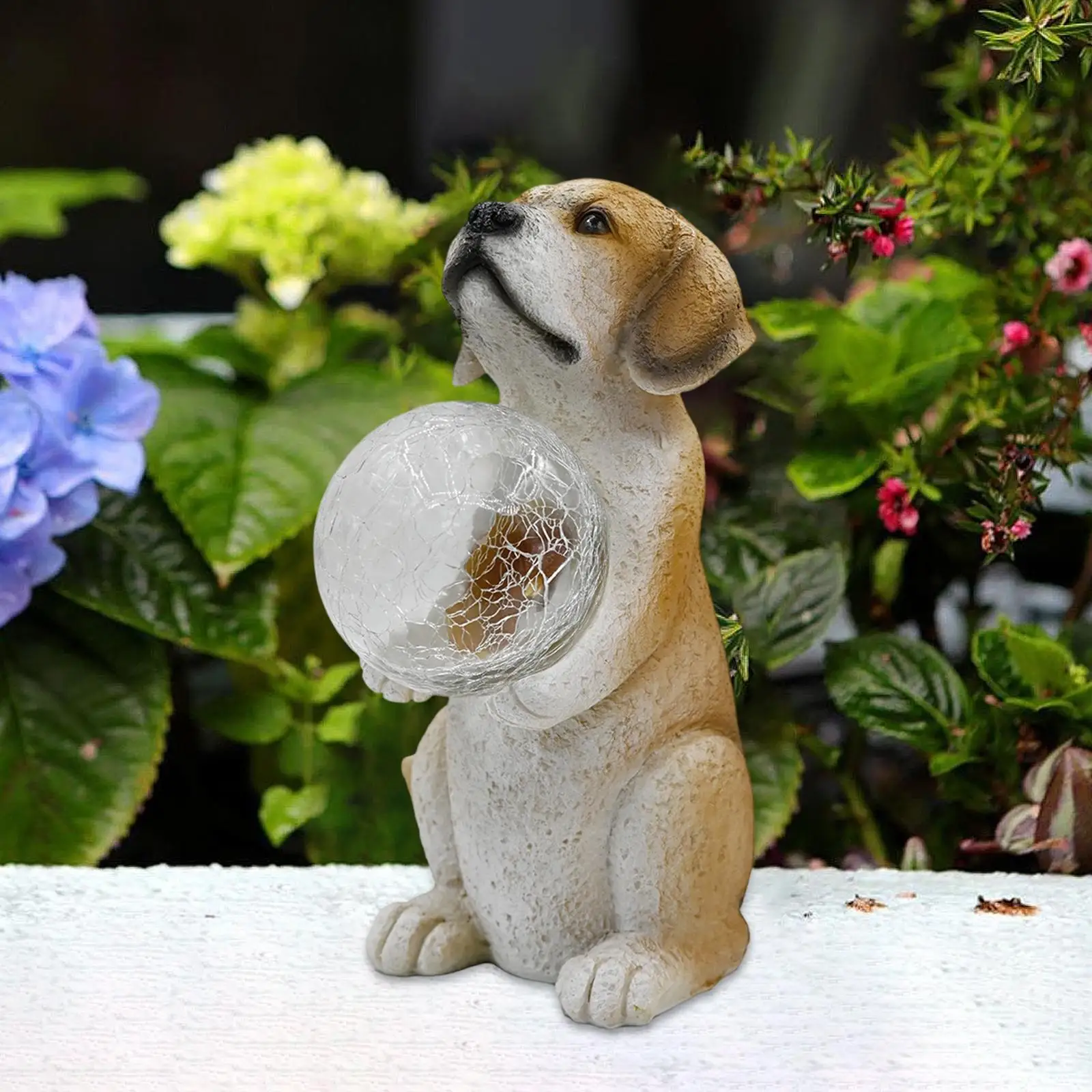 

Solar Dog Garden Statue Birthday Gift Resin Sculpture for Outdoor Patio Lawn