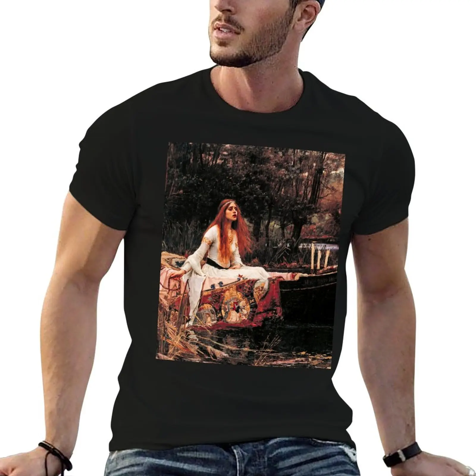 John William Waterhouse - The Lady of Shalott T-Shirt quick drying graphics t shirt men 100℅ cotton