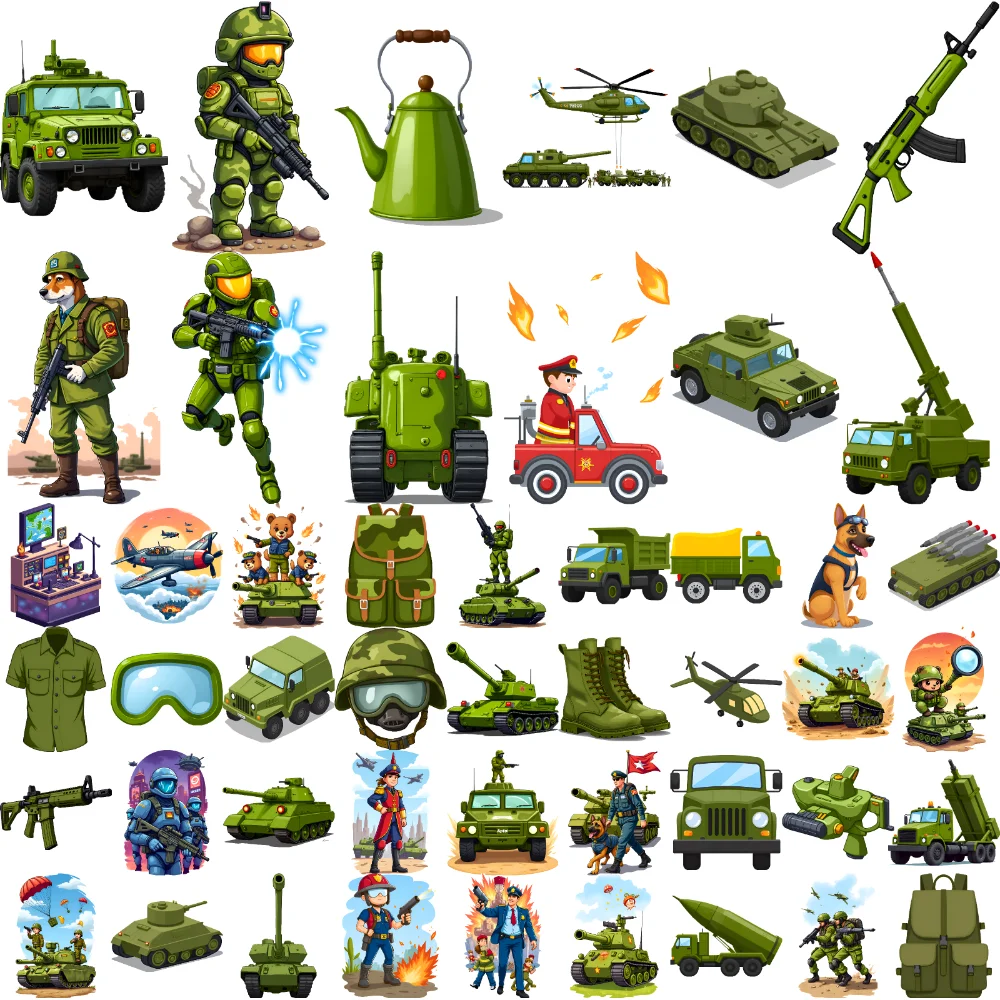 

54pcs Temporary Tattoo Combat Gear Temporary Tattoo Stickers Military Equipment Army Vehicles For Children Women Girls