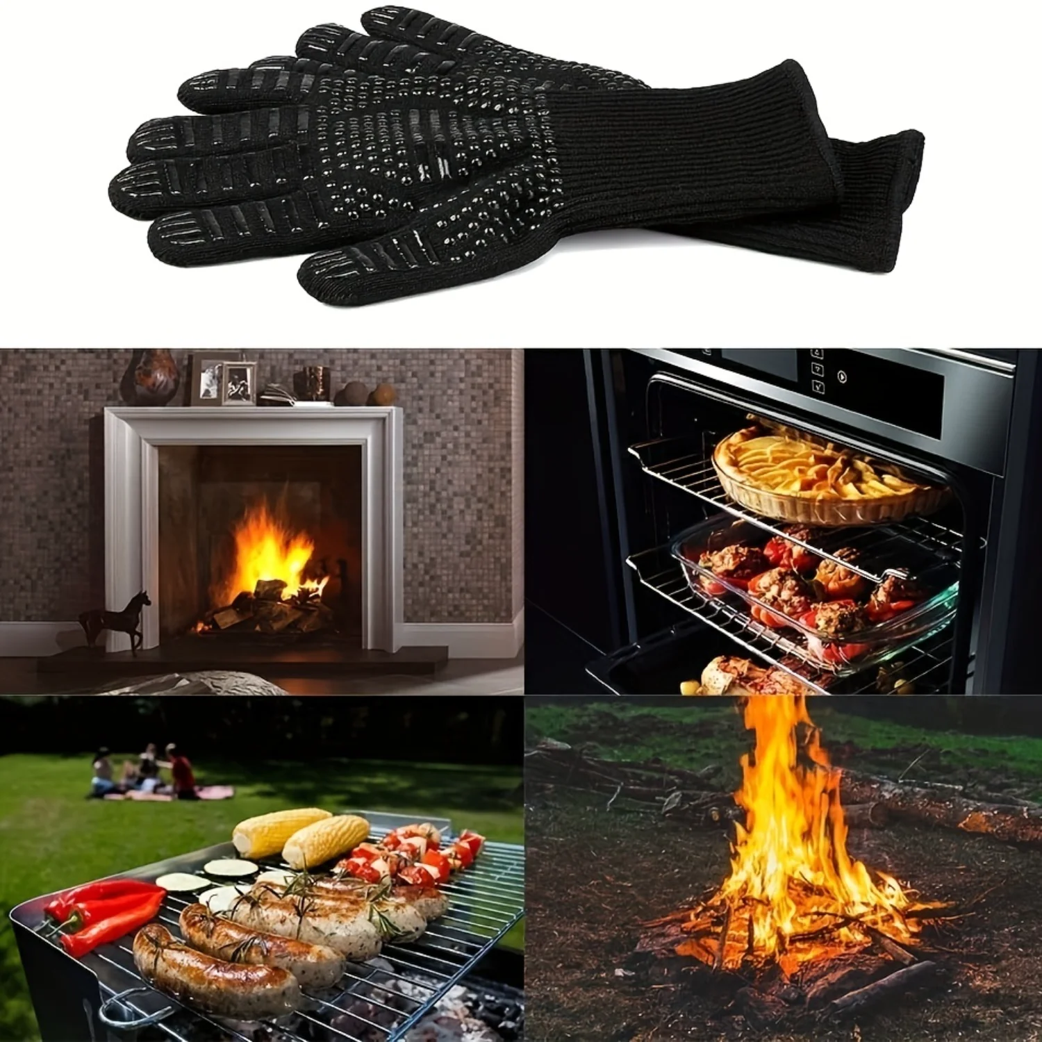 

932°F Heat and Cut-Resistant Gloves | Non-Slip Silicone BBQ Mitts - Safe, Durable Cooking Armor
