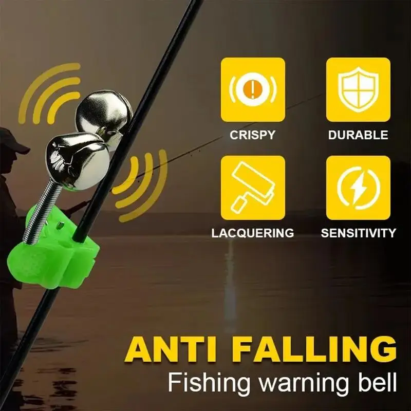 Bells For Fishing Poles Multifunctional Fishing Bells Clips 10X Outdoor Fishing Bells Clips Night Fishing Bite Alarm Indicator