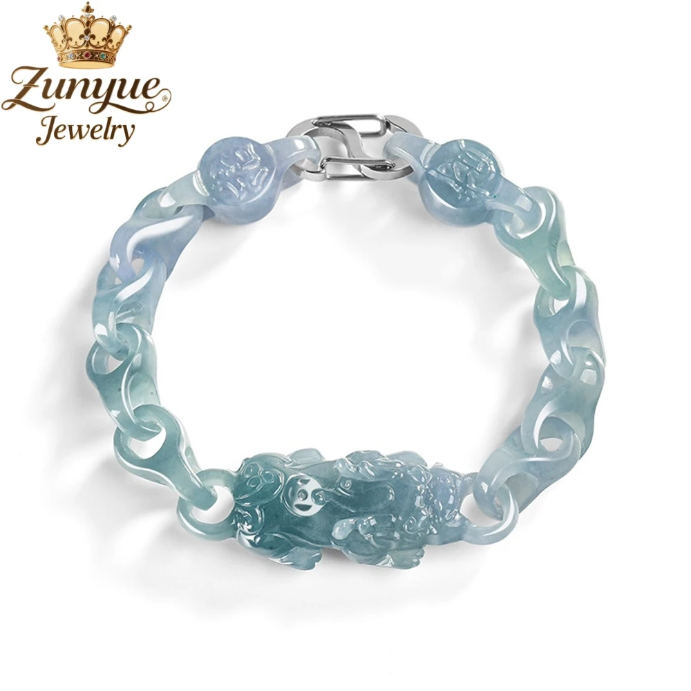 

Натуральный жадеит класса А с синей водой PI Xiu, взаимосвязанный браслет, ювелирные изделия класса люкс, модные ювелирные изделия, подвески, изысканные популярные