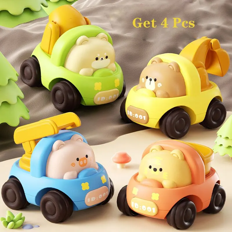 4 Pcs Inertia Cartoon Animal Engineering Vehicle alta qualità ribaltabile Boy Interactive Sliding Car