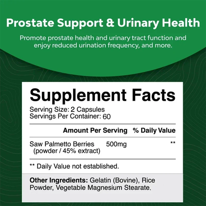 Saw Palmetto Extract Capsule Prostate Health Reproductive System Care Supplement Urethral Health Hair Growth Capsules