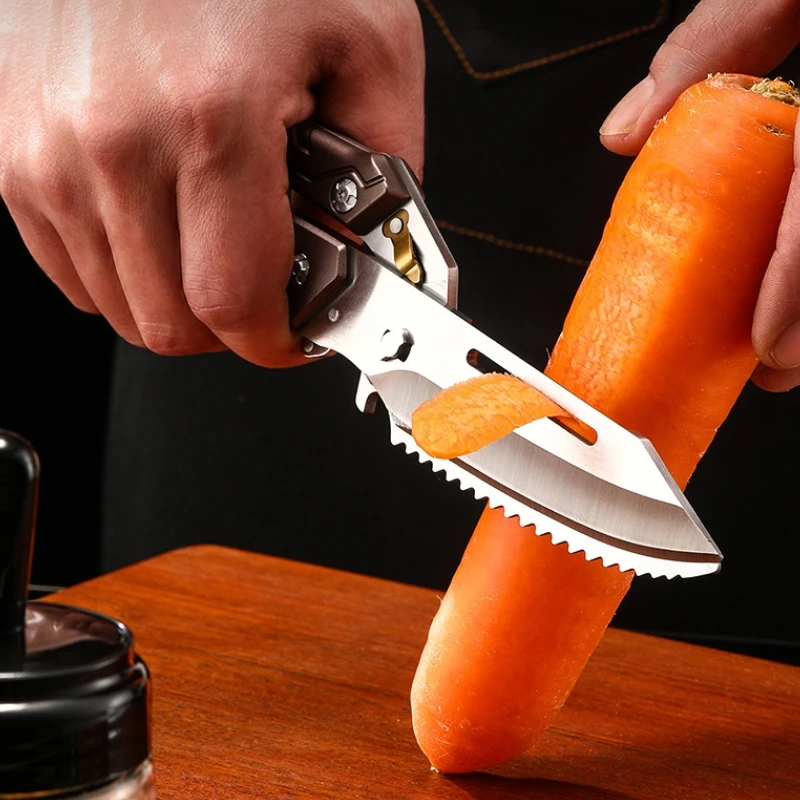 Stainless Steel Food Scissors Chicken Bone Scissors Multifunctional Detachable Household Scissors Peeling Knife Fruit Knife