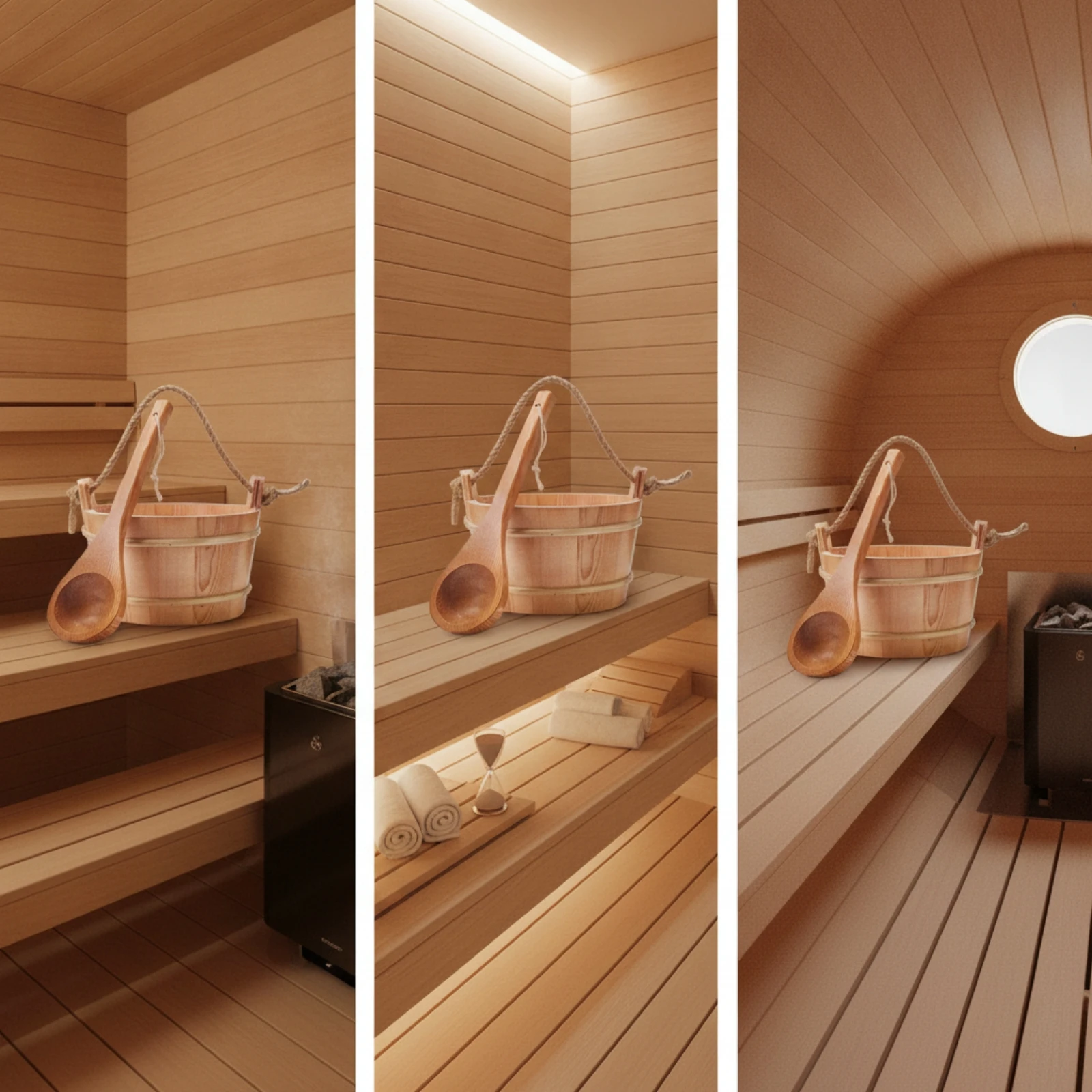 Sauna Bucket with Rope Handle Wooden Sauna Pail Natural Wood Grain for Spa Bathhouse Steam Rituals