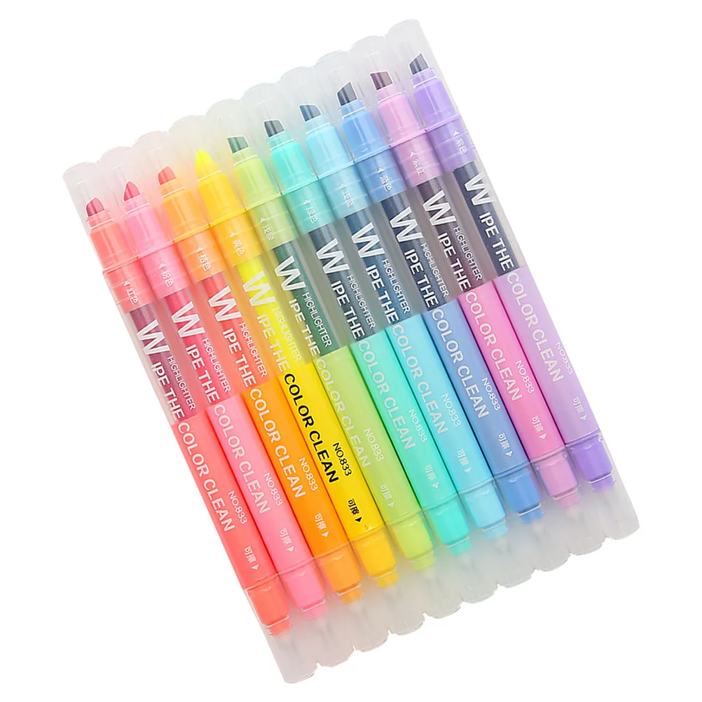 

10 Pcs Erasable Highlighter Highlighters Pastel Liquid Soft Pen Markers Plastic Mild Color Students Stationery Colorful