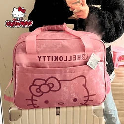 Hello Kitty Sanrio nowa moda różowa duże torba z rączkami CartoonOutdoor podróżna FitnessHandbag, damska wielofunkcyjna torba do przechowywania zabawka