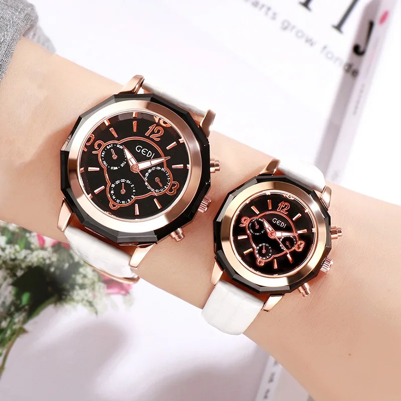 Watches for Women British Style Waterproof Leather Strap Fashion Clock Creative Dial Luxury Sports Couple Relojes Para Mujer