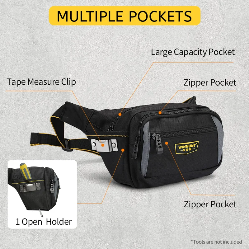 Heavy-Duty Electrician's Waist Bag - Durable Oxford Cloth, Multi-Pocket Tool Organizer for Home Maintenance