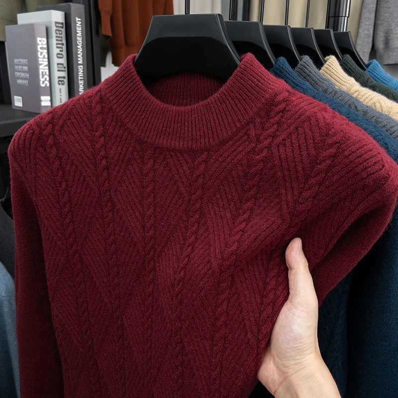 Maglione lavorato a maglia da uomo Autunno e inverno Nuovo maglione base maglione di fascia alta jacquard a collo alto caldo casual