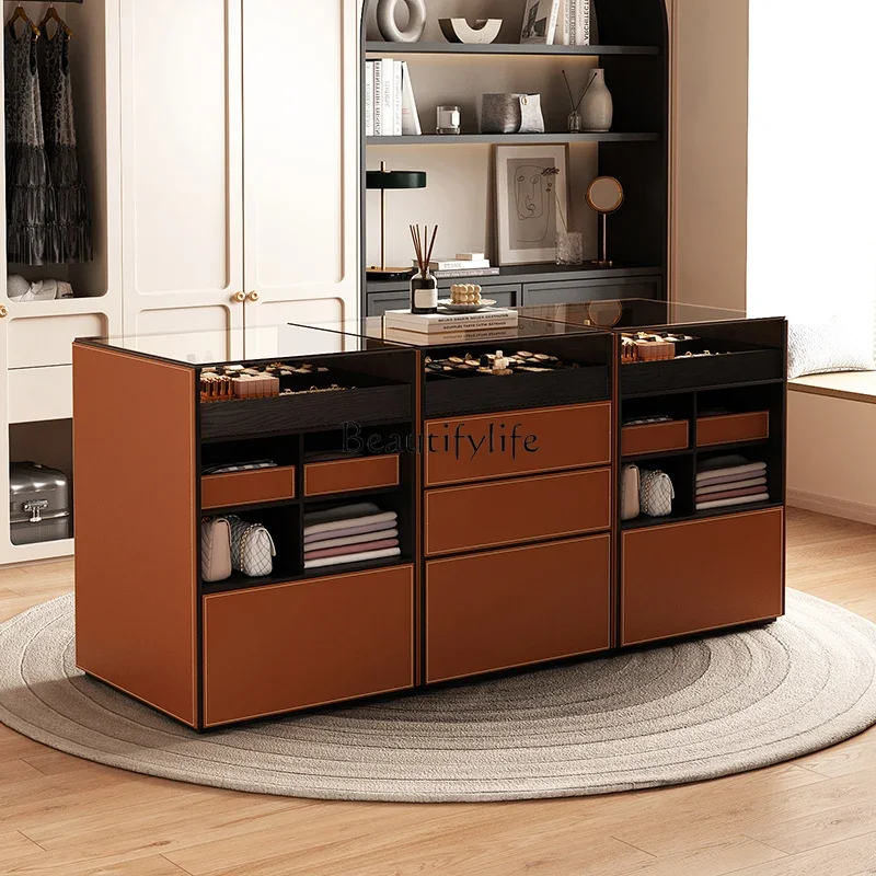 

09z.Modern light luxury jewelry Nakajima counter cloakroom floor display simple double-sided storage chest