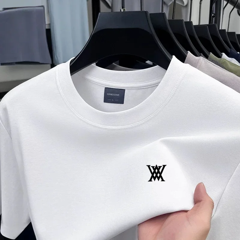 Hochwertiges Marken-T-Shirt für Herren mit Kurzarm, Bedrucktem Design, Rundhalsausschnitt, 2026 Sommer Neuheit, Baumwollmischung, Lässiges Einfarbiges T-Shirt – Detail 18