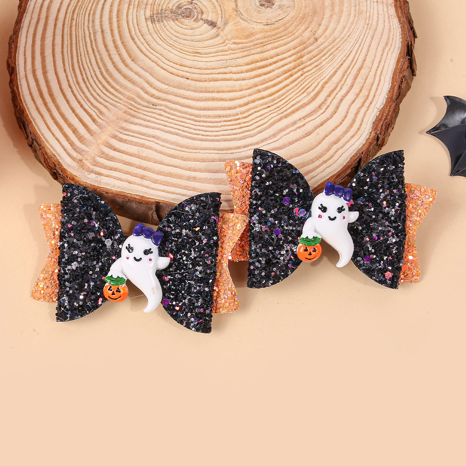 2PCS Glitter Haar Bögen Clips Kürbis Teufel Haar Bögen Clips Mädchen Halloween Festival Party Barrettes Clips Kinder Haar Zubehör