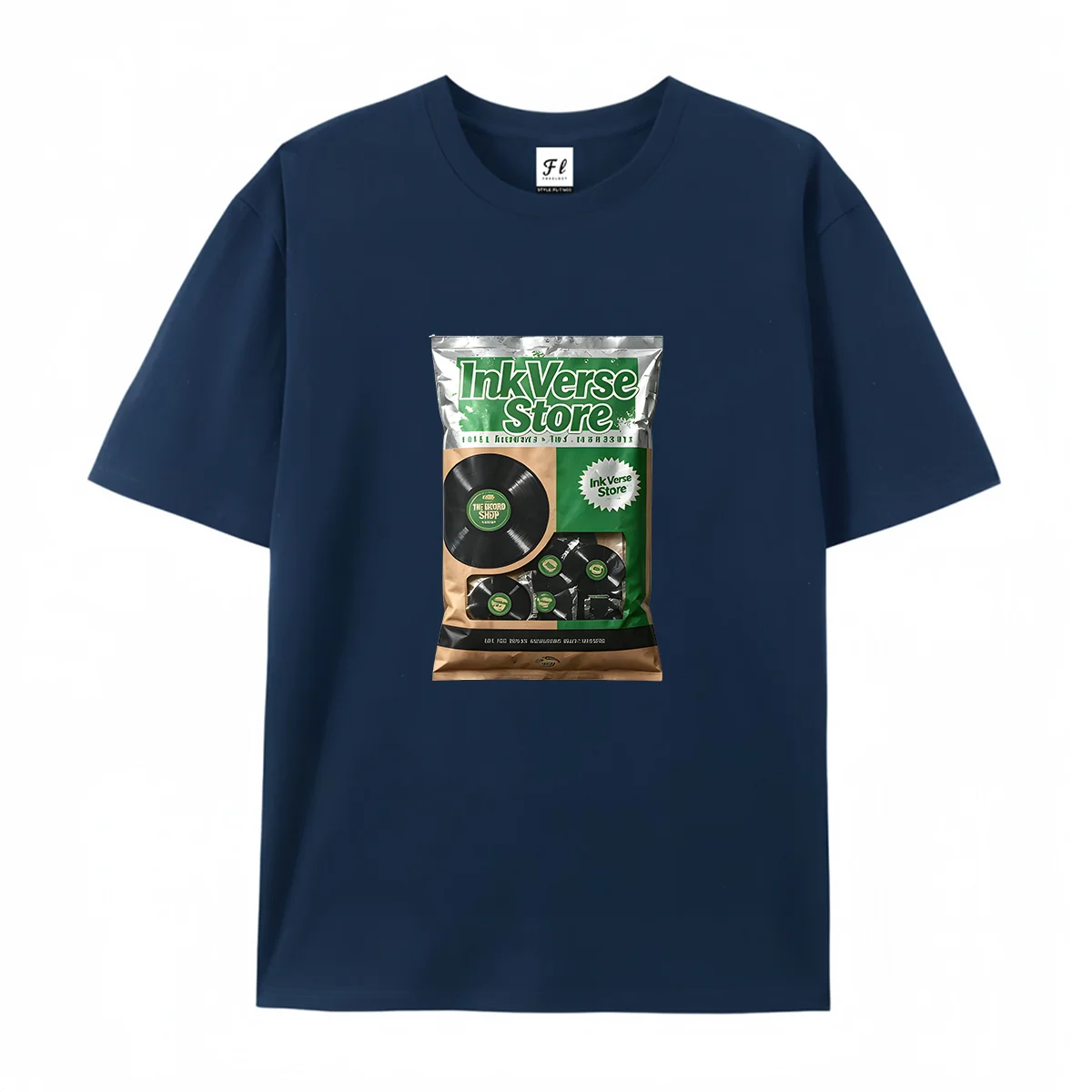 Retro Vinyl Record Package Graphic T‑Shirt Vintage Music Store Bag Style Print Short Sleeve Top Unisex Record Player Lover Tees