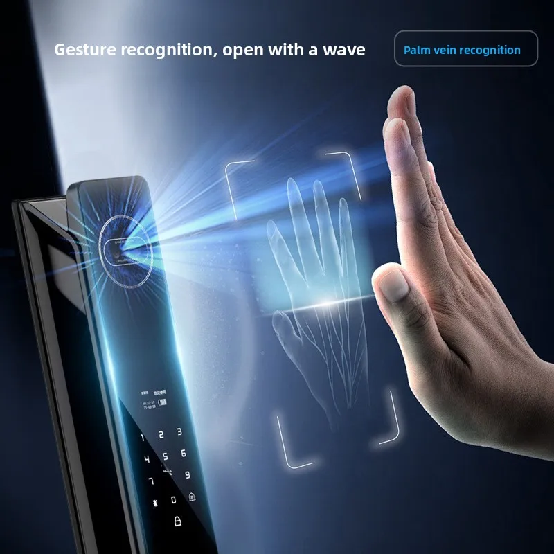Visual Smart Door Lock 3D Face Recognition HD Indoor Screen Camera Monitoring WiFi App Remote Intercom Security Steel Door Cloud