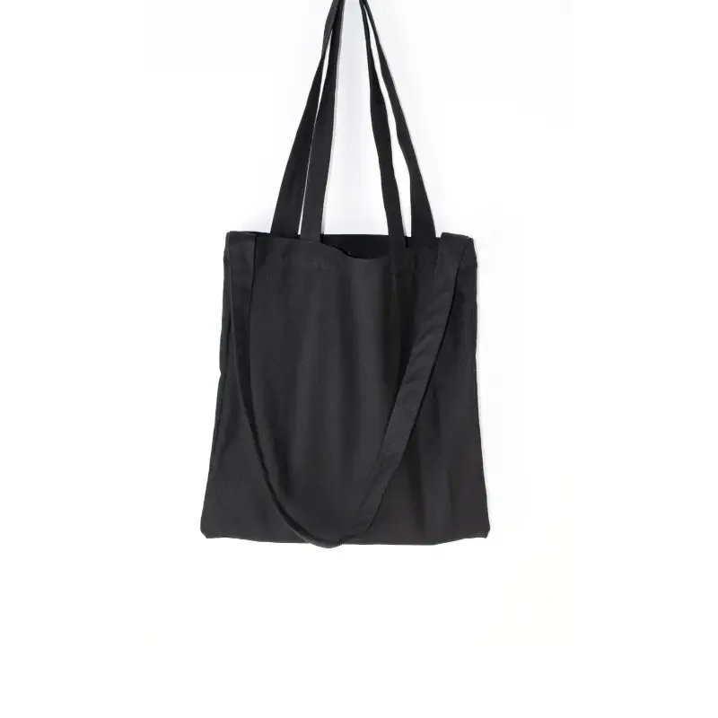 Black Canvas Handbag Student Casual Single Shoulder Cotton Bag Large Capacity Shopping Bag Solid Color Canvas Cosmetic Bag