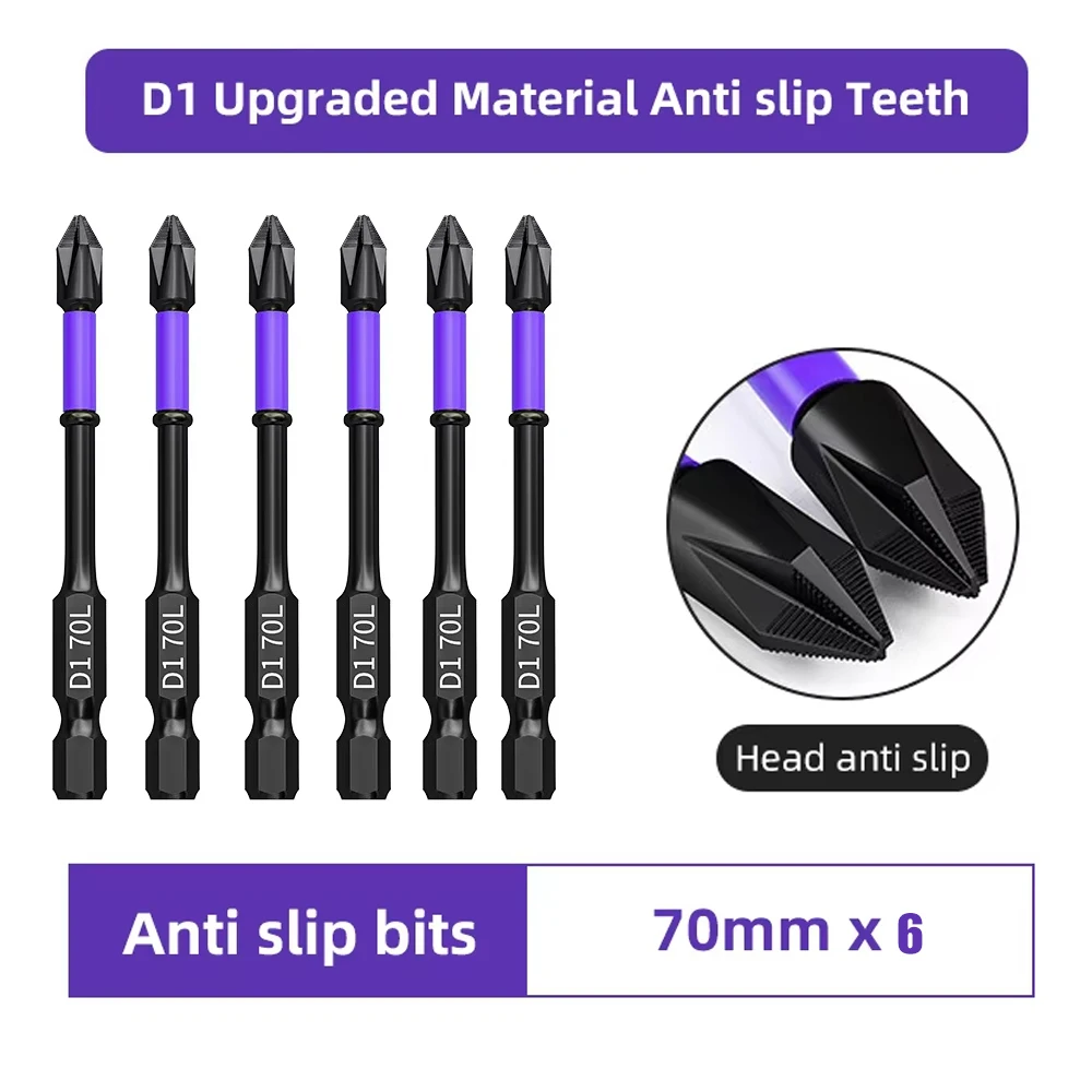 6PCS Magnetic Screwdriver Bits Set PH2 High Hardness Anti-Slip Cross Head 1/4" Hex Shank for Electric Hand Drill 25-150mm view 5