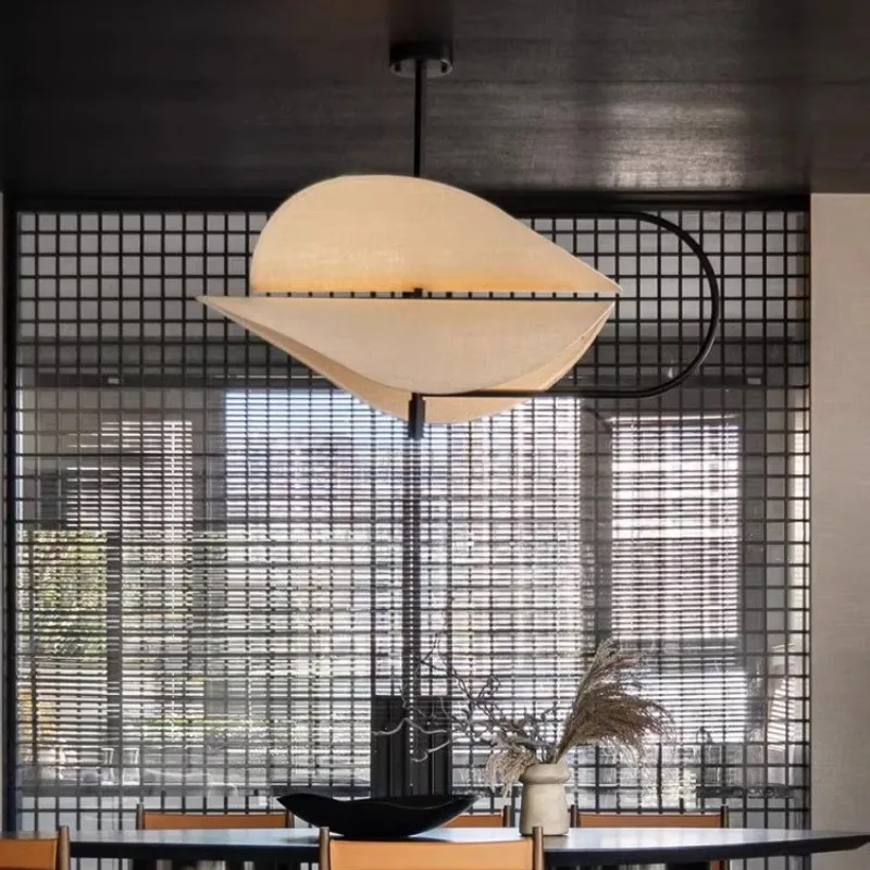 Wabi Sabi Style Cloth Pendant Lights Hotel Homestay Restaurant Fabric Creative Living Dining Room
