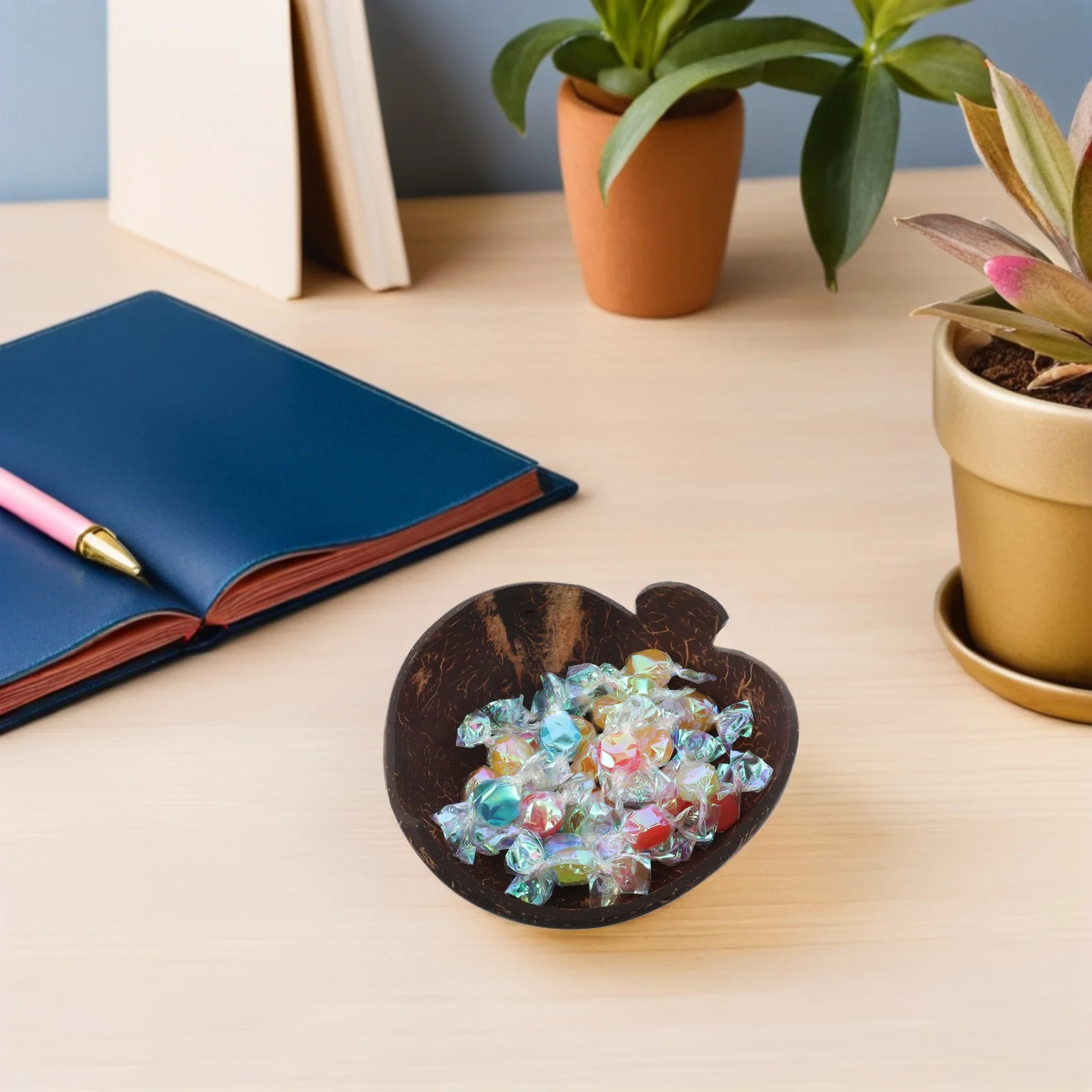 وعاء قشرة جوز الهند صينية تقديم الفاكهة الطبيعية للحلوى والوجبات الخفيفة تخزين المجوهرات مكتب منزلي ديكور المطبخ بار