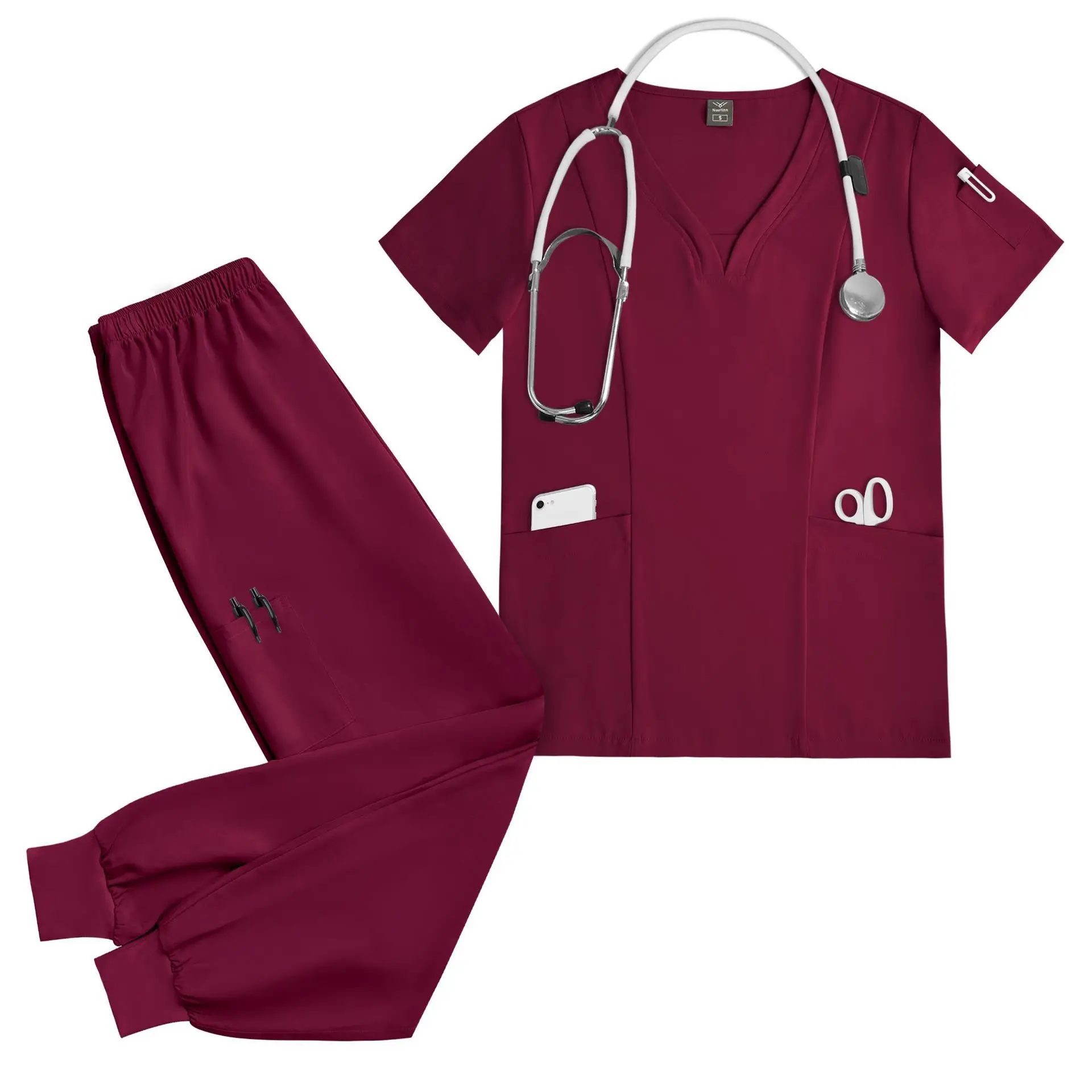 Unisex Doctor Uniforms Hospital Nursing Attire Scrub Top and Pants Sets Comfortable Breathable - view 4