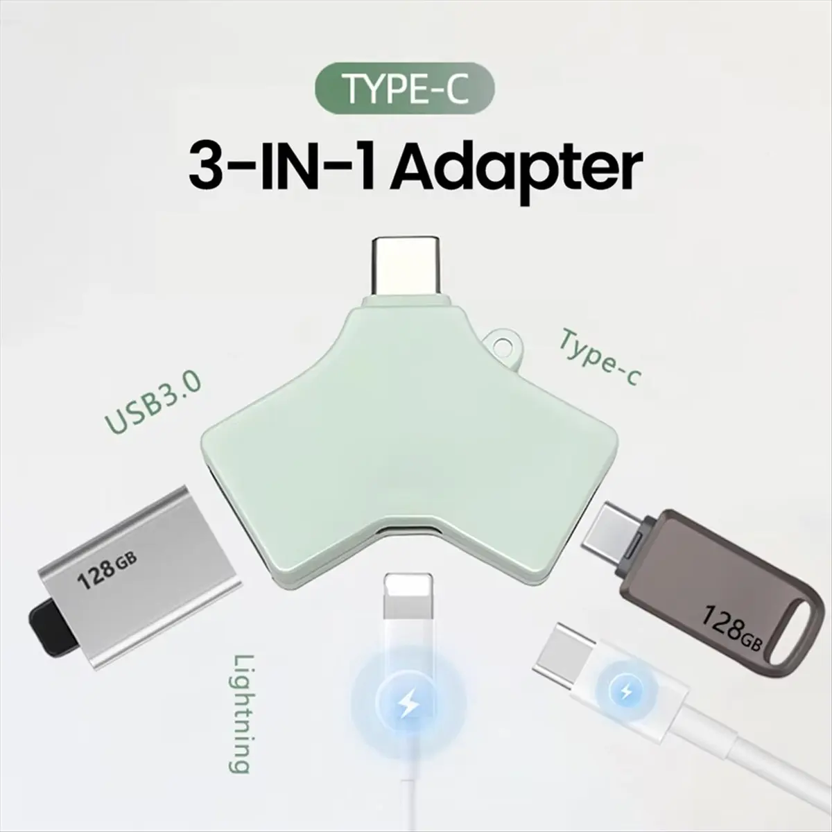 Welcome Deal- OTG Adapter for Type-C Micro-Lighning Adapter USB 3.0 Adapter Converter for USB Flash Drive