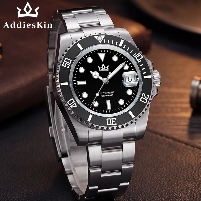 ADDIESKIN Watches for man Sapphire Scratch-Resistant ST2130 Movement Luminous 200m Waterproof Diving Watch Suitable for Swimming