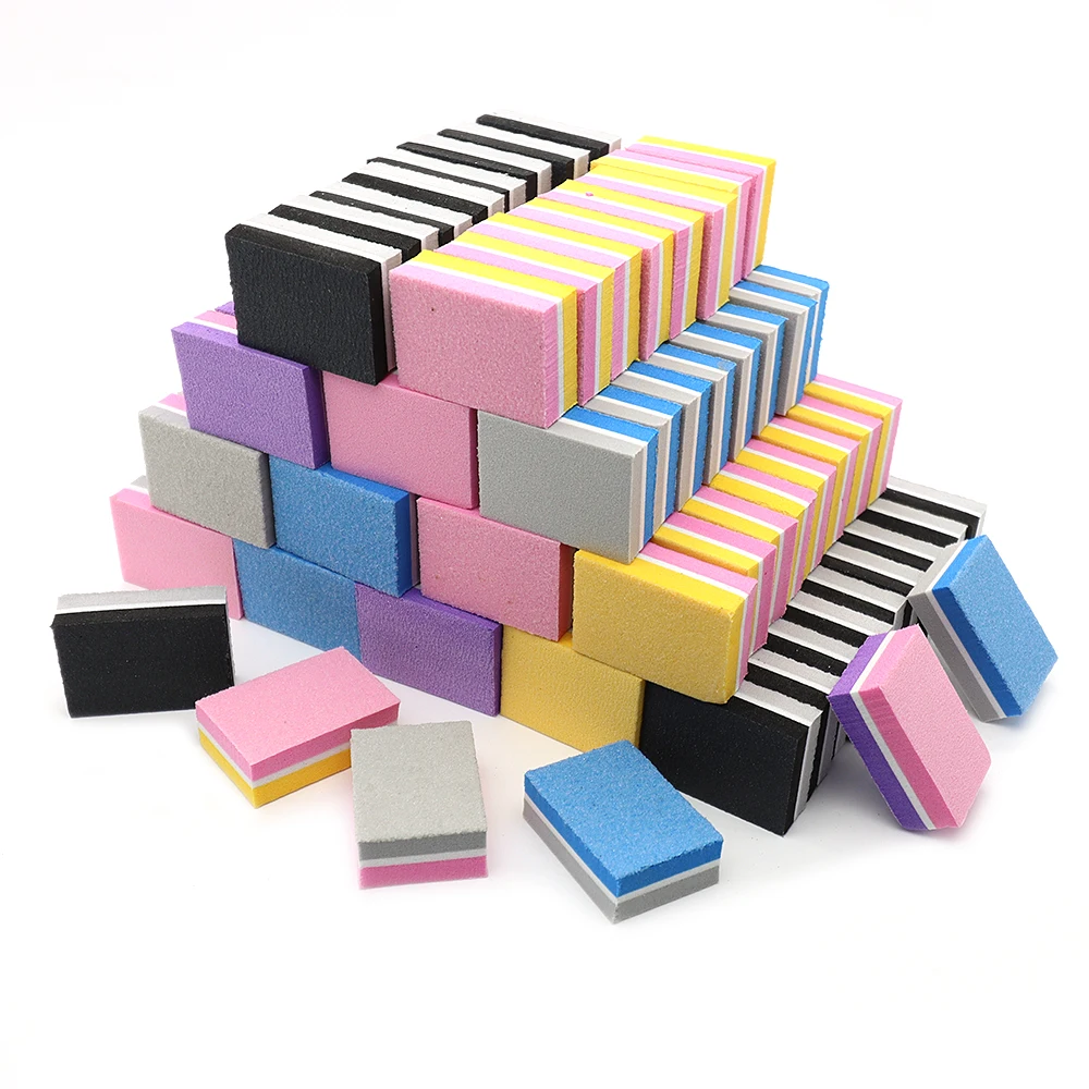 10/20/50Pcs Lot Mini Nail Files Blocks Double-sided Colorful Sponge Nails Polish Filer Buffing Sanding Professional Manicure Set