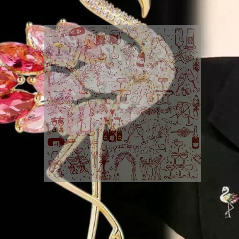 Creative New Women Girls Luxury Crystal Flamingo Brooch Badges Fashion Rhinestone Party Pin Accessories For Ladies's Coat