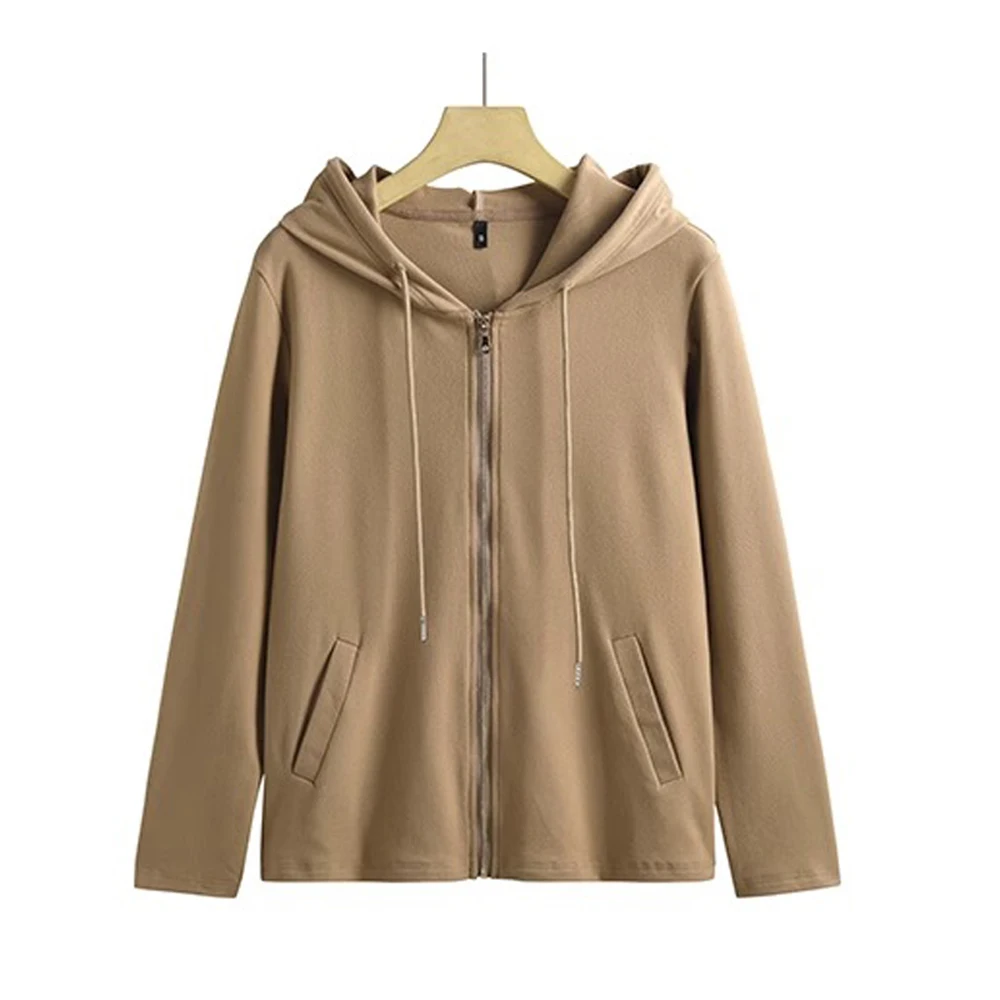 Thin hooded sweatshirt women's jacket 2024 new spring and autumn sports hoodie warm zipper cardigan sports top